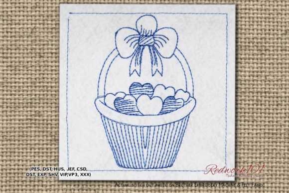 A Designer's Review of Valentine Love Basket Redwork Design