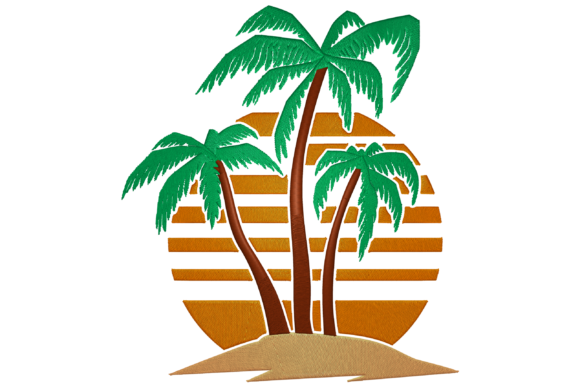 A Designer’s Review: Sunset with Palm Tree Island Embroidery