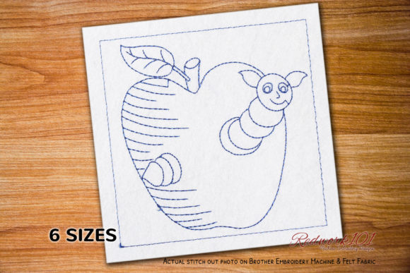 An Honest Seller’s Look at Worm Looking out of Apple Hole Redwork